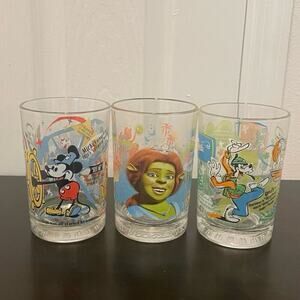 McDonald’s COLLECTOR GLASSES VINTAGE 2007 2000 set of 3 Disney COLLECTIBLE
